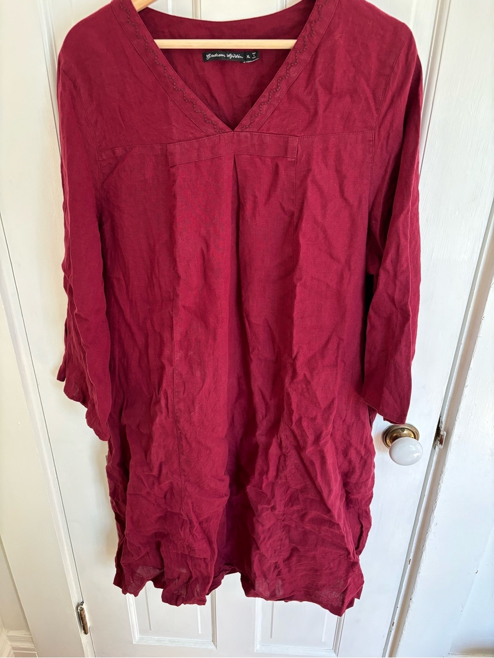 Gudrun Sjoden XL Burgundy 100% Linen Dress